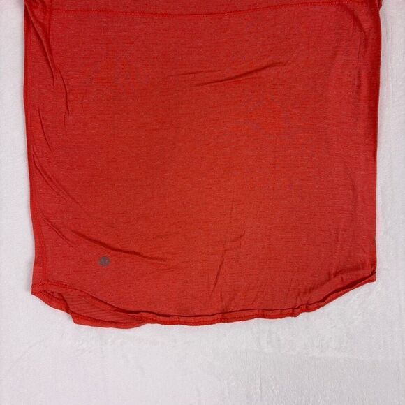 Lululemon Striped Red with Leopard Print Pocket Scoop Neck Tshirt - Picture 8 of 13